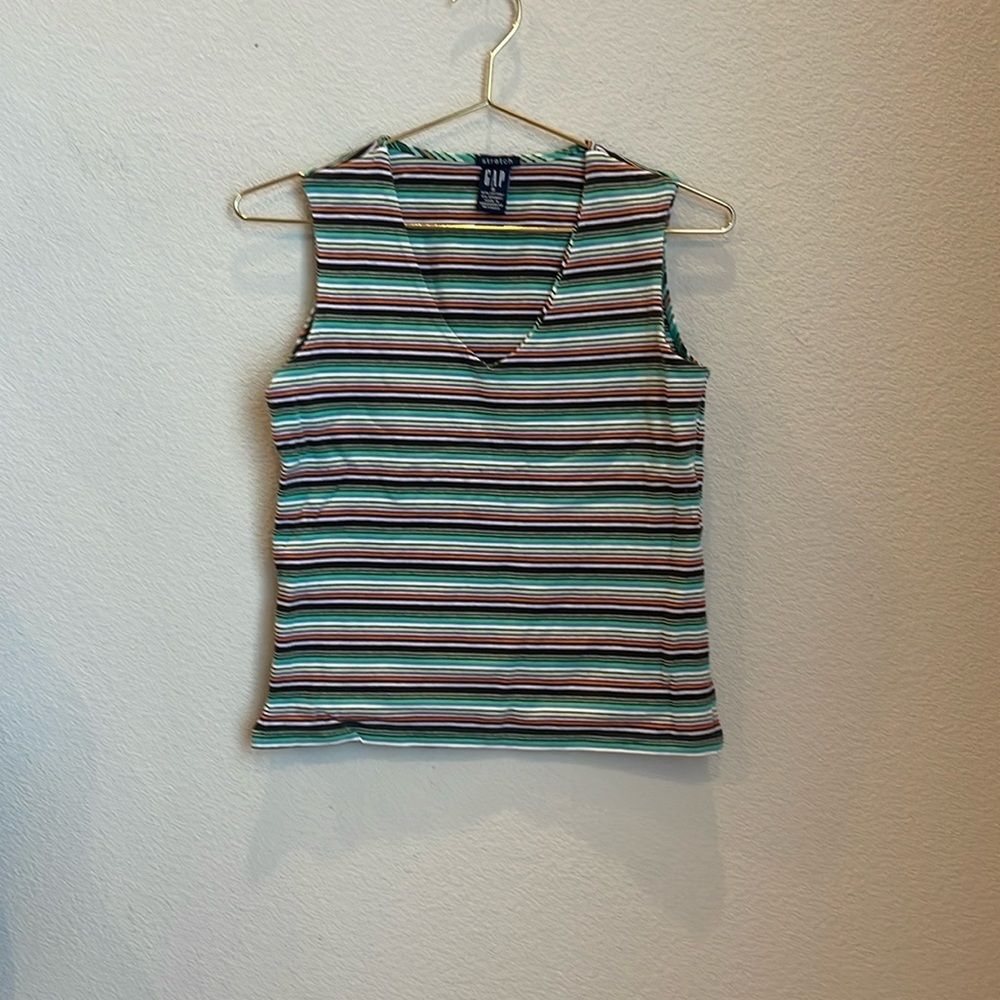 Vintage Y2K GAP Striped V-neck Tank Size Small